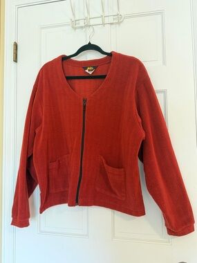 Vintage Early 90s REI Rust Red Cropped Fleece Jacket | Size Large